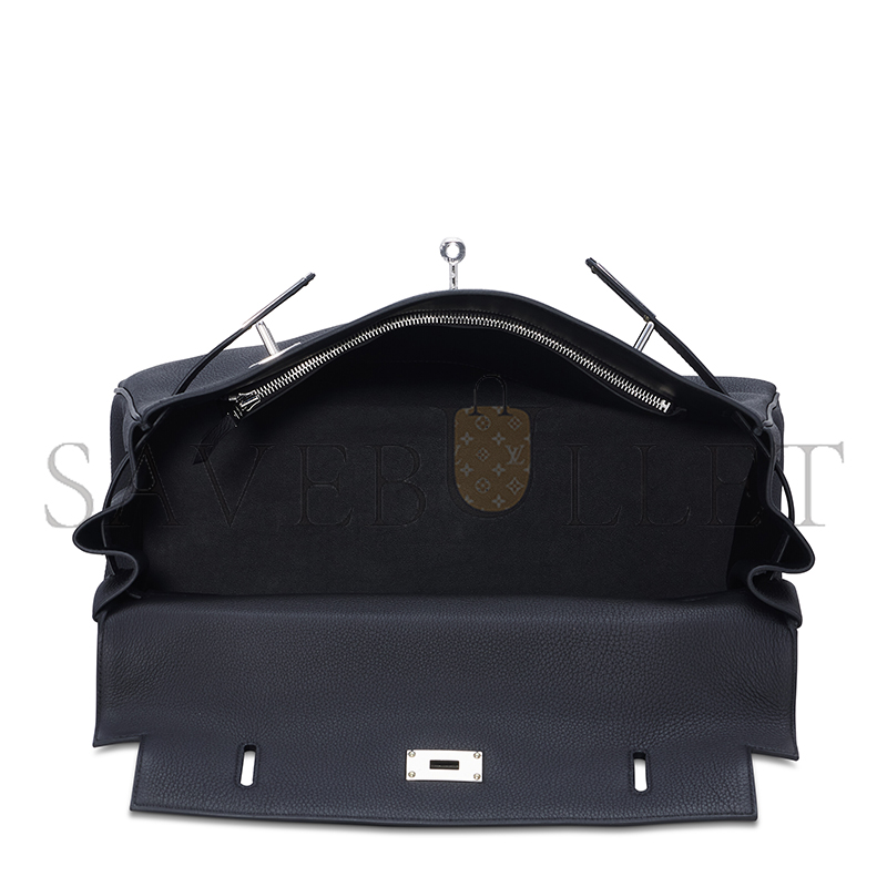 HERMES MASTER BLACK TOGO LEATHER MAXI KELLY 42 WITH PALLADIUM HARDWARE 19271 (42*27*17cm)